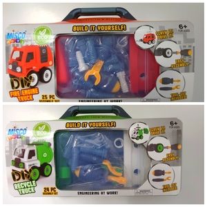 NWT Misco Toys Build It Yourself Fire Engine and Recycle Truck Bundle
